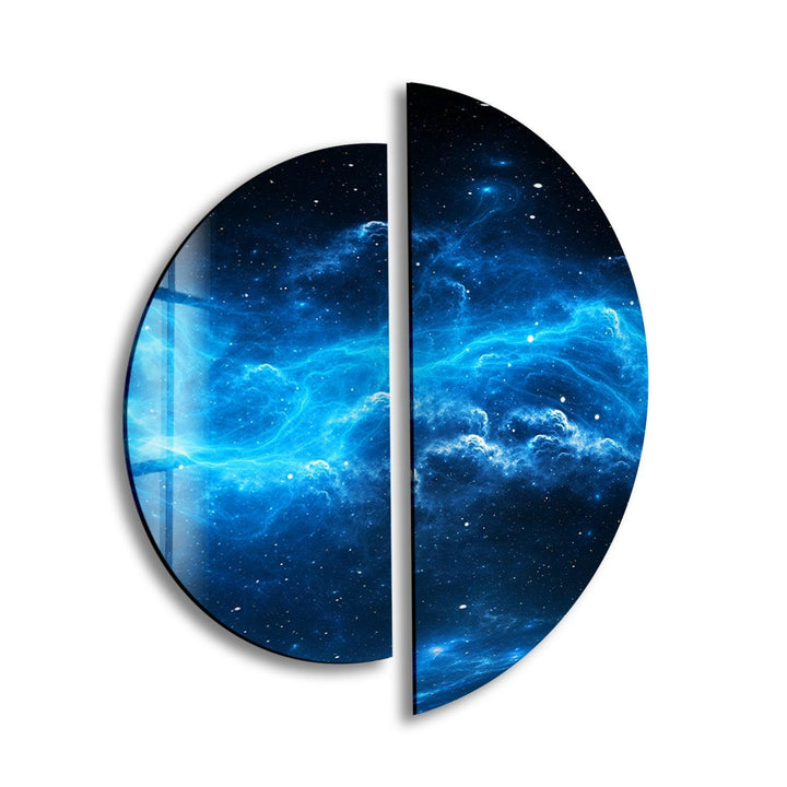 2 Pieces Half Circle Nebula Star and Space Glass Wall Art Glass Printing Wall Art, Print photos on glass
