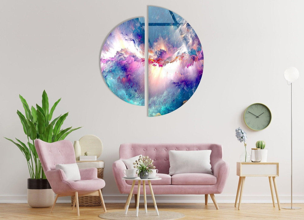 2 Pieces Round Abstract Alcohol ink Glass Wall Art art glass wall art, glass wall art pictures
