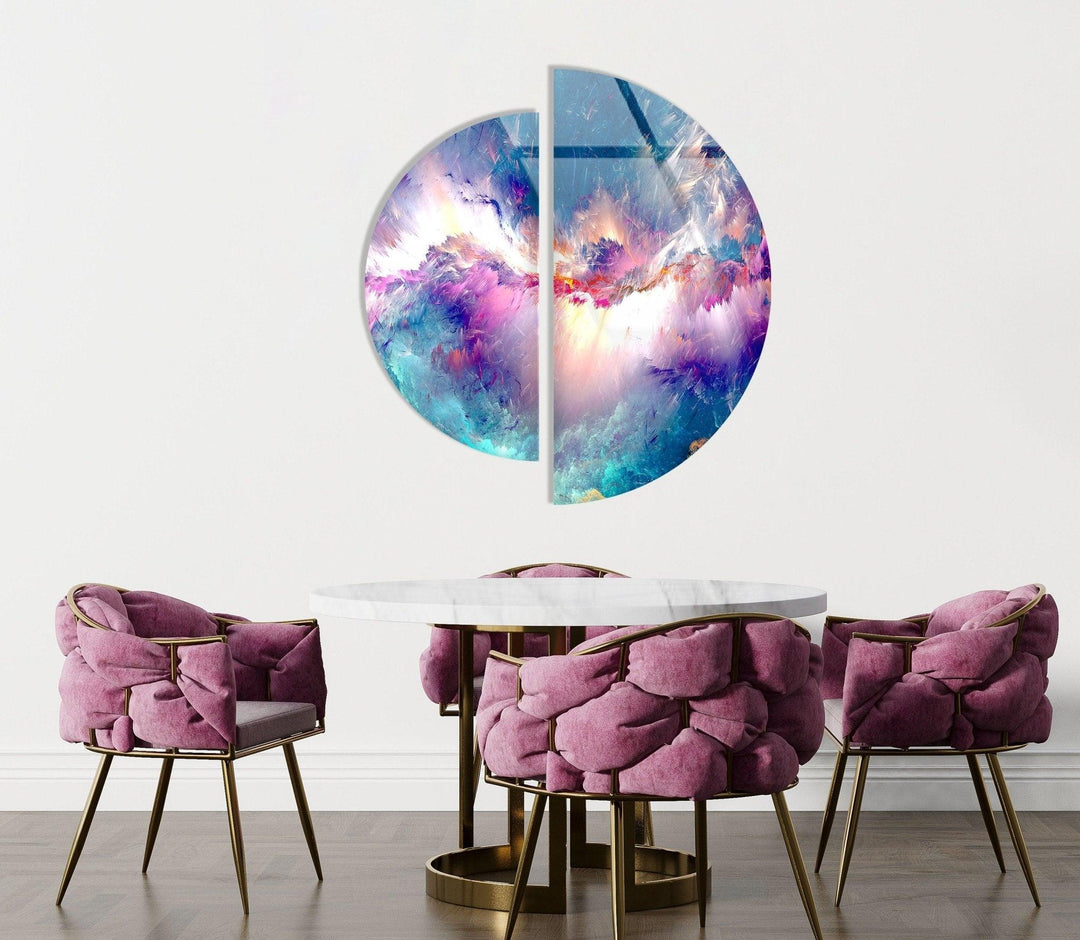 2 Pieces Round Abstract Alcohol ink Glass Wall Art Glass Printing Wall Art, Print photos on glass
