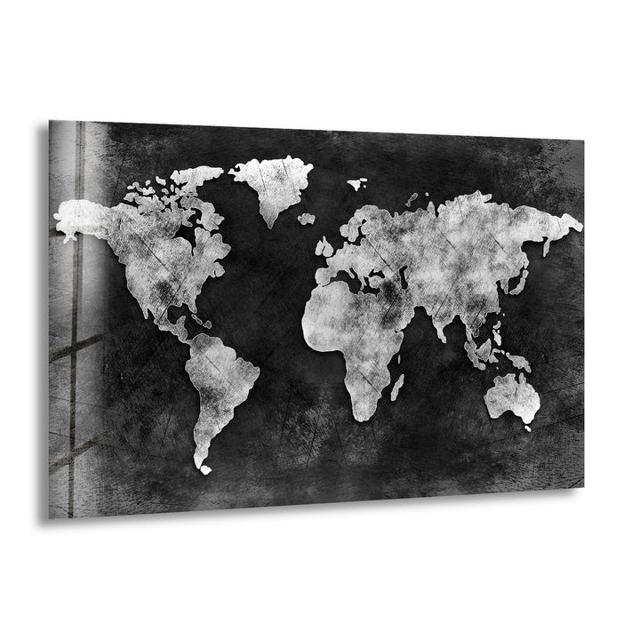 Modern World Map Glass Wall Art