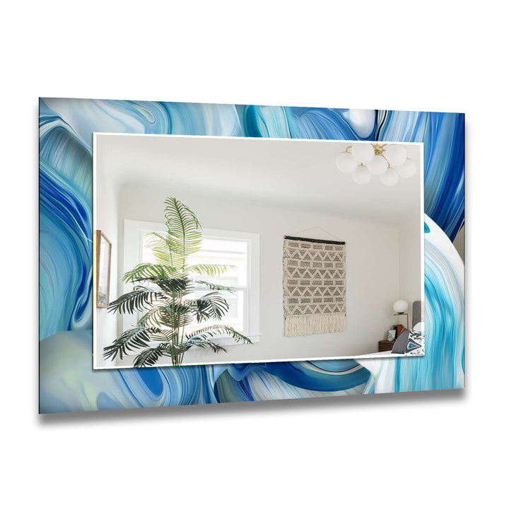 Abstract Wavy Blue Wall Mirrors Small Wall Mirror
