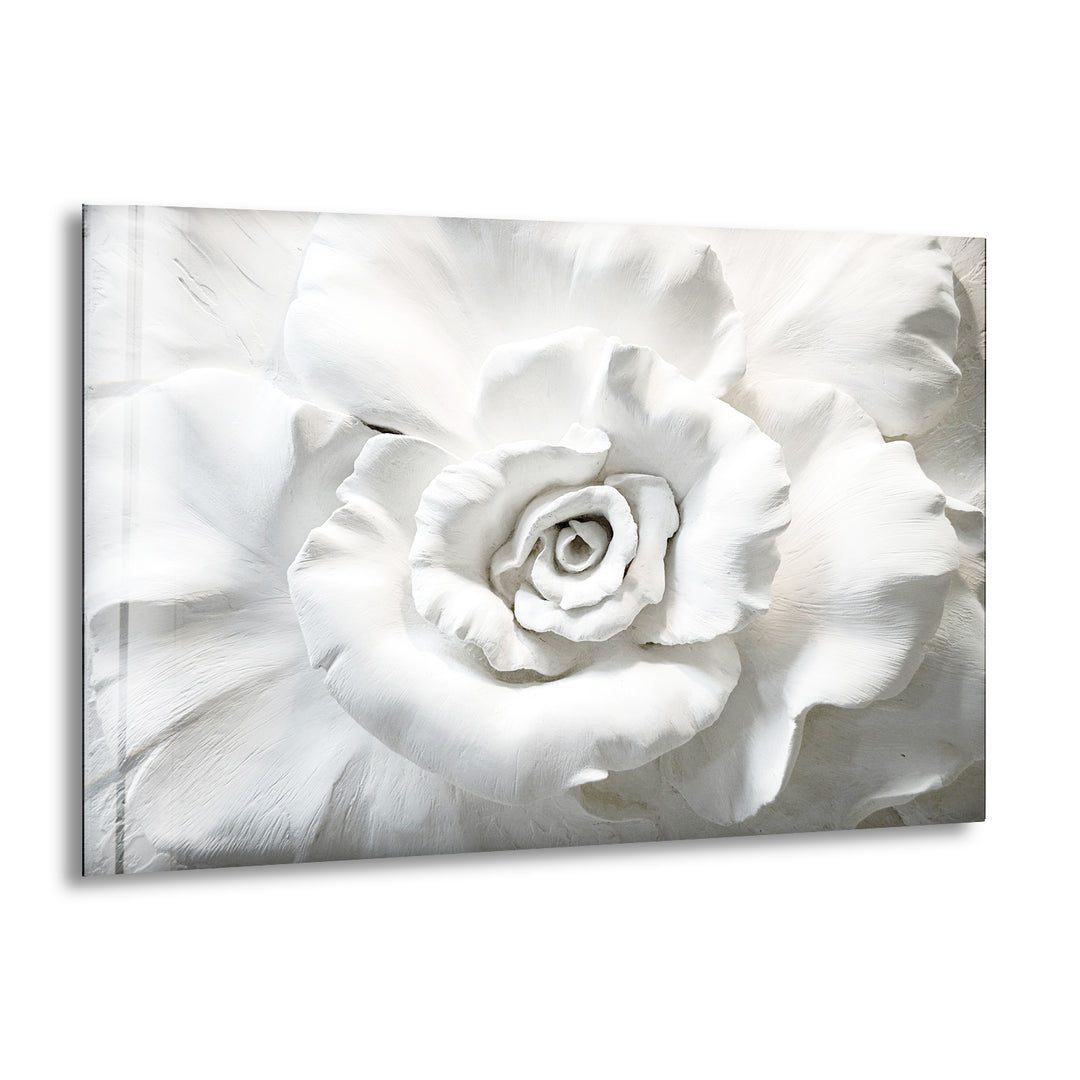 Close Up White Rose Glass Wall Art, print picture on glass, Tempered Glass Wall Art