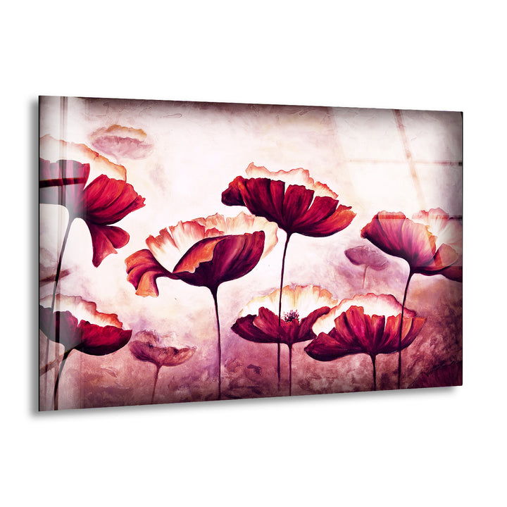 Abstract Pink Poppy Glass Wall Art, print on glass, glass printed photos