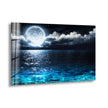 Moon Over The Ocean Glass Wall Art photo print on glass, prints on glass wall art