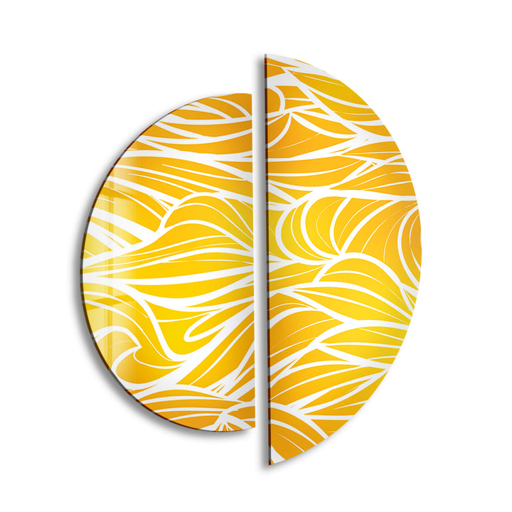 2 Piece Yellow & White Glass Wall Art stained glass wall art, stained glass wall decor
