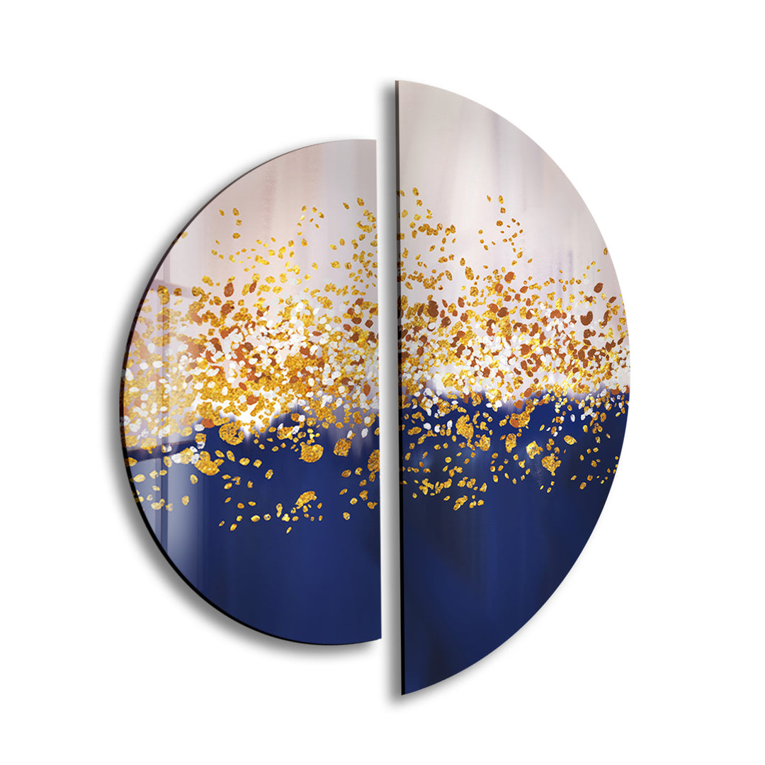 2 Piece Golden Abstract Glass Wall Art glass pictures for Wall, glass prints wall art
