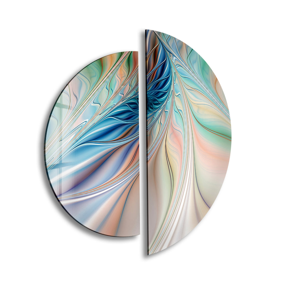 2 Piece Circular Soft Colors Glass Wall Art glass art painting, glass art for the Wall
