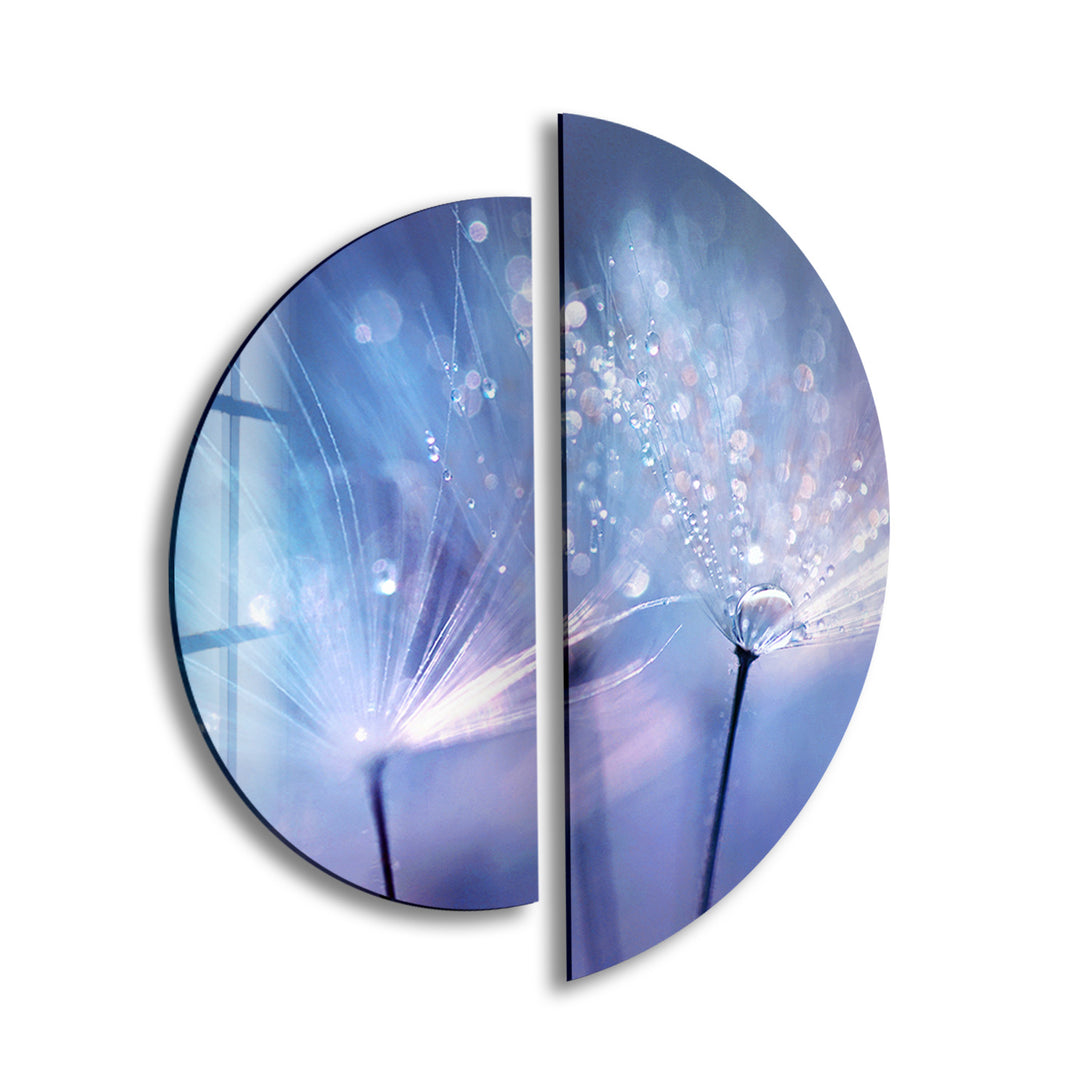 2 Piece Blue Dandelion Glass Wall Art art glass wall art, glass wall art pictures
