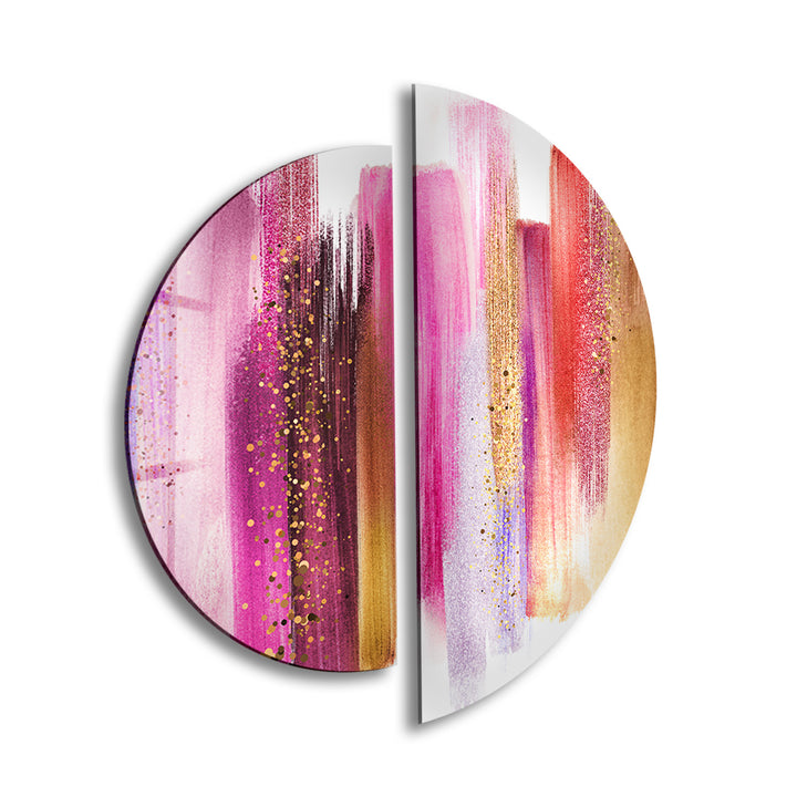 2 Piece Pink Abstract Glass Wall Art glass photo prints, glass picture prints
