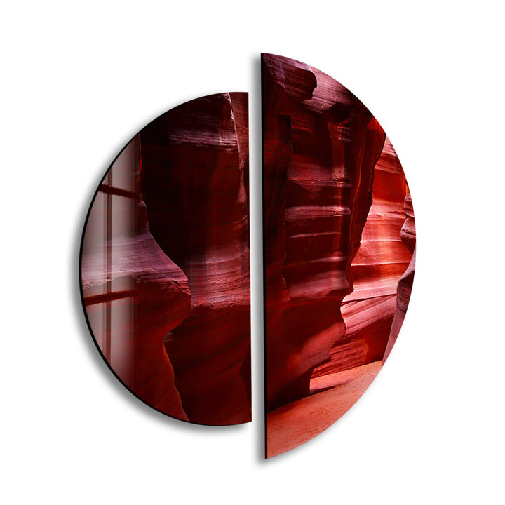 Two Piece Round Canyon Glass Wall Art glass photo prints, glass picture prints
