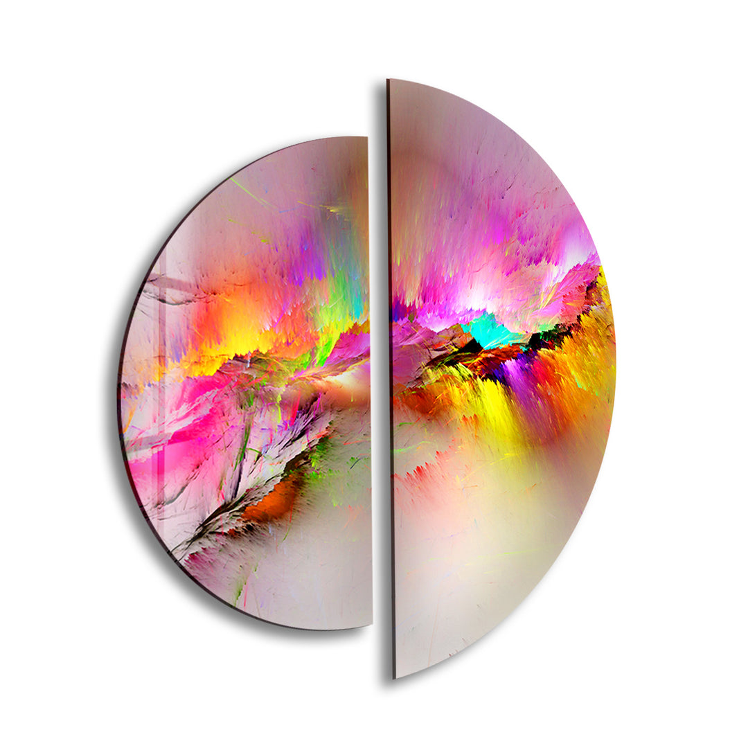 White and Pink Abstract Round Glass Wall Art Glass Printing Wall Art, Print photos on glass
