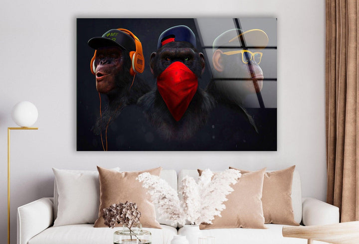 3 Swag Monkeys Discover Banksy Glass Wall Art Decor