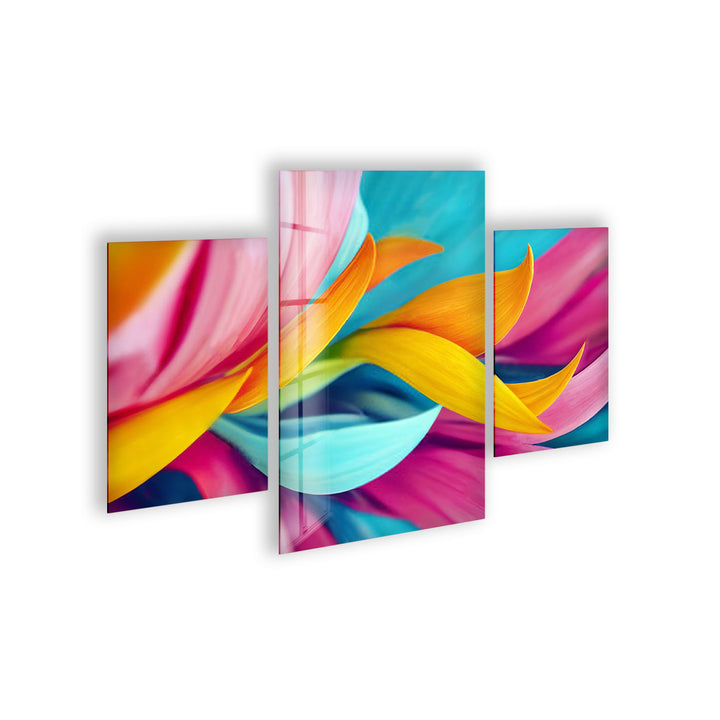 Colorful Leaves Abstract Glass Wall Art, photo print on glass, prints on glass wall art