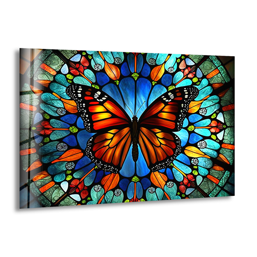 Rainbow Butterfly Glass Wall Art print picture on glass, Tempered Glass Wall Art