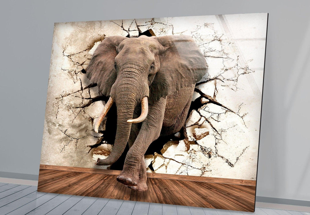 3D Elephant Glass Wall Art Glass Printing Wall Art, Print photos on glass