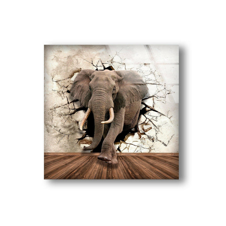 3D Elephant Glass Wall Art             glass wall decor, glass wall art decor