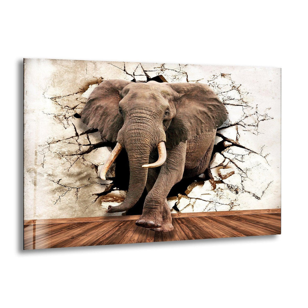 3D Elephant Glass Wall Art picture on glass wall art, photos printed on glass