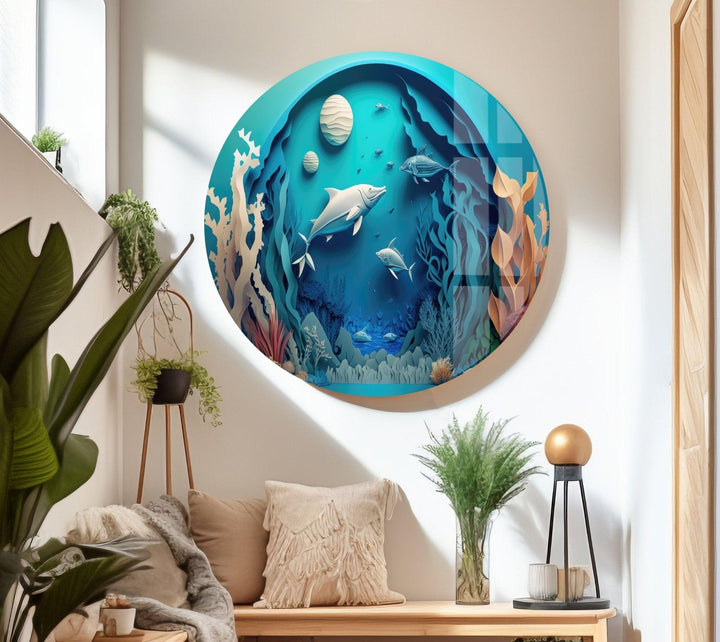 3D Fishes Paint Glass Wall Art stained glass wall art, stained glass wall decor
