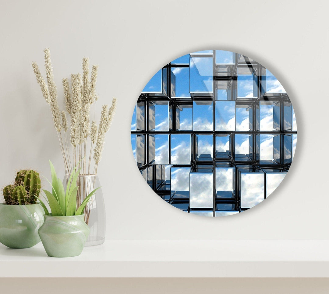 3D Window Round Glass Wall Art glass art painting, glass art for the Wall
