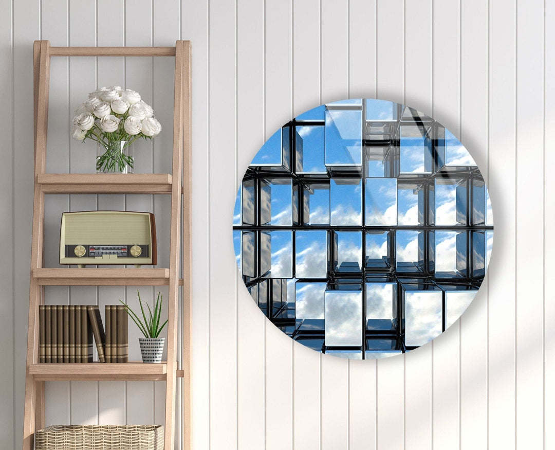 3D Window Round Glass Wall Art glass pictures for Wall, glass prints wall art
