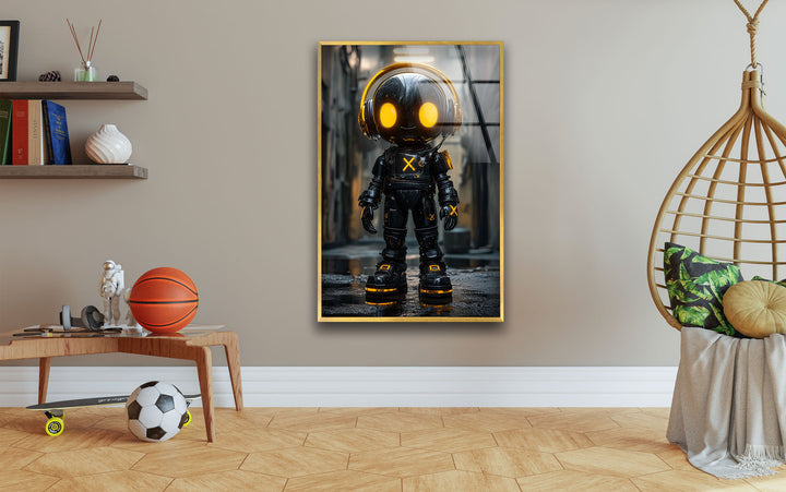 3D Animation Yellow Smile Glass Wall Art print on glass, glass printed photos