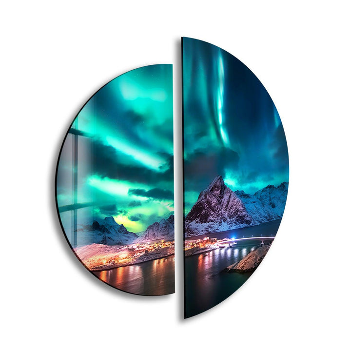 Round 2 Piece Aurora Lights Glass Wall Art photo print on glass, prints on glass wall art
