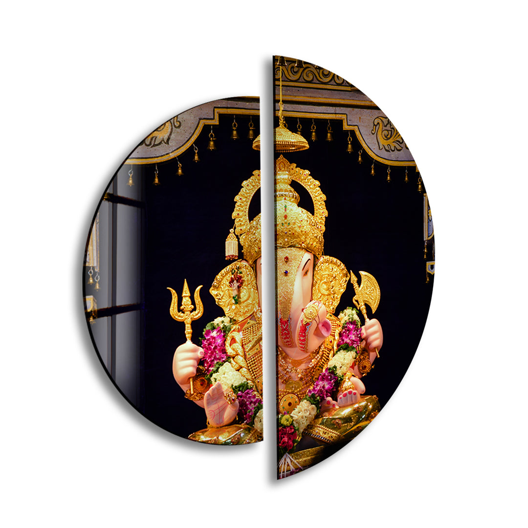 2 Piece Hindu God Ganesha Statue Glass Wall Art glass image printing, glass prints from photos
