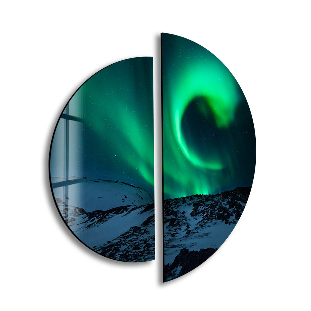 Round 2 Piece Aurora Borealis Glass Wall Art stained glass wall art, stained glass wall decor
