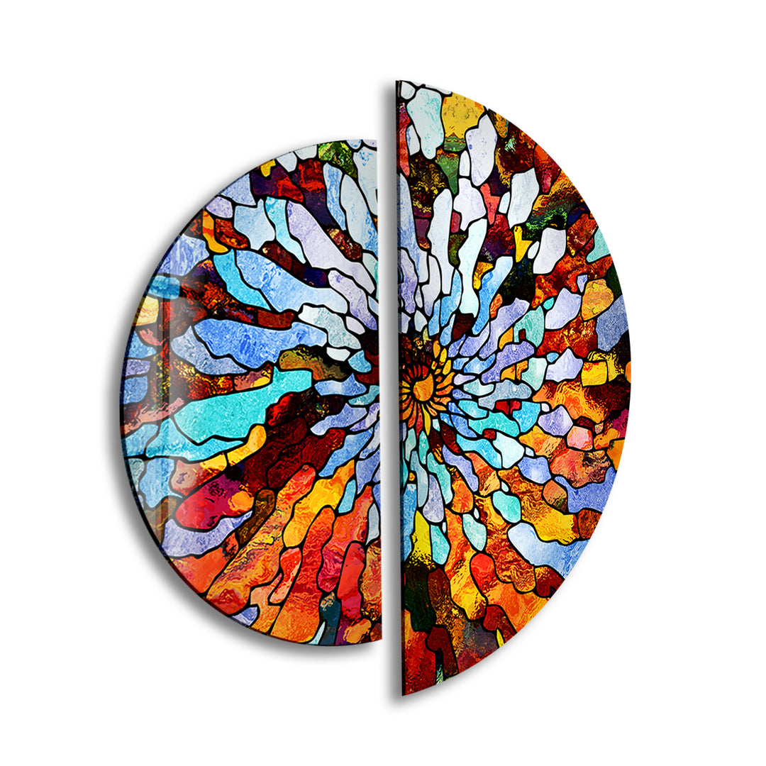 2 Piece Stained Colored Glass Wall Art glass photo prints, glass picture prints
