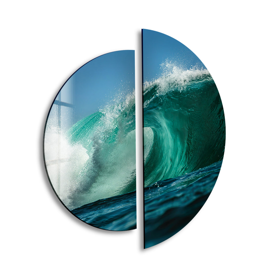 Round 2 Piece Sea Wave Glass Wall Art art glass wall art, glass wall art pictures
