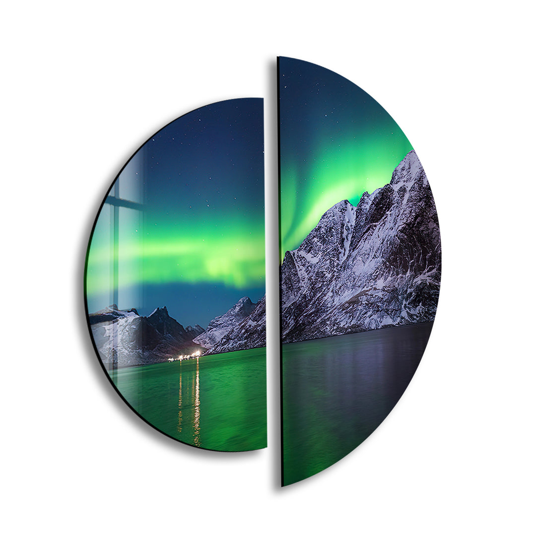 Round 2 Piece Northern Lights Glass Wall Art stained glass wall art, stained glass wall decor
