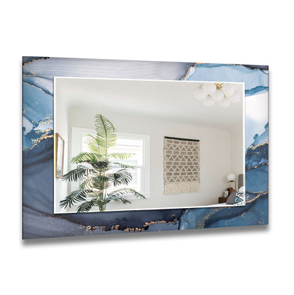 Abstract Tempered Glass Wall Mirror