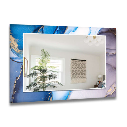 Abstract Tempered Glass Wall Mirror