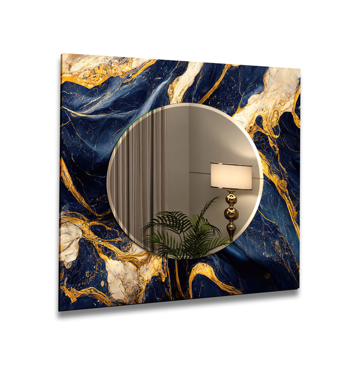 Navy Blue Golden Design Wall Mirrors Living Room Wall Mirror
