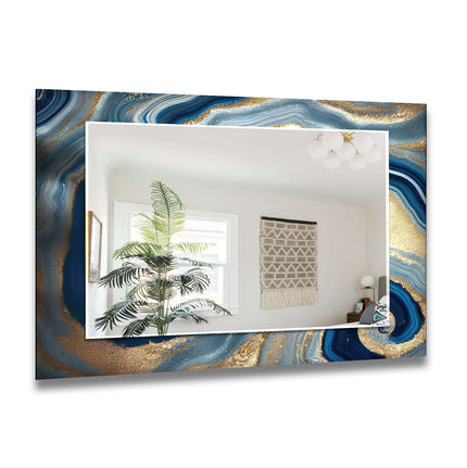 Abstract Tempered Glass Wall Mirror