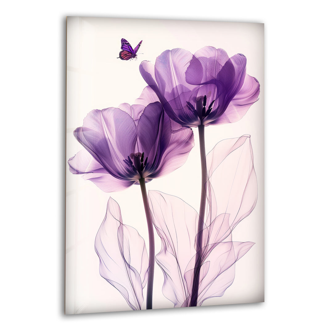 Albert Koetsier Purple Tulips Glass Wall Art, print picture on glass, Tempered Glass Wall Art