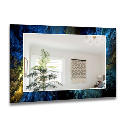 Abstract Tempered Glass Wall Mirror