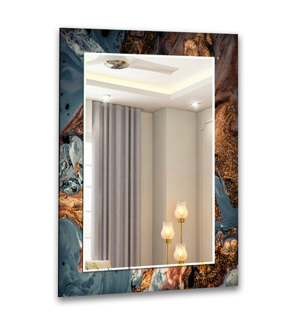 Abstract Tempered Glass Wall Mirror