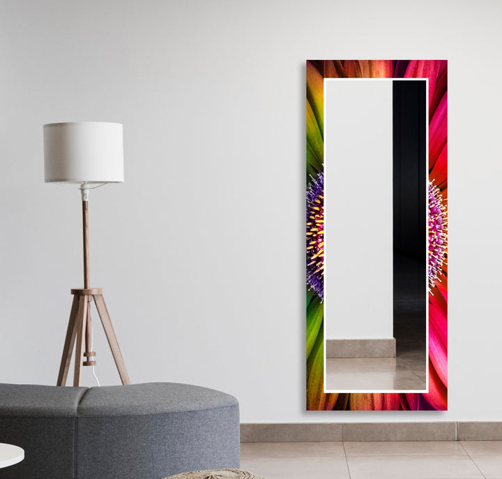 Colorful Daisy Leaves Wall Mirror Stained Glass Mirror
