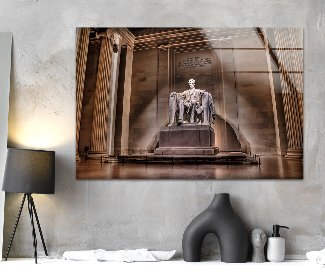 Lincoln Memorial Glass Wall Art – Majestic View of Washington DC’s Iconic Landmark