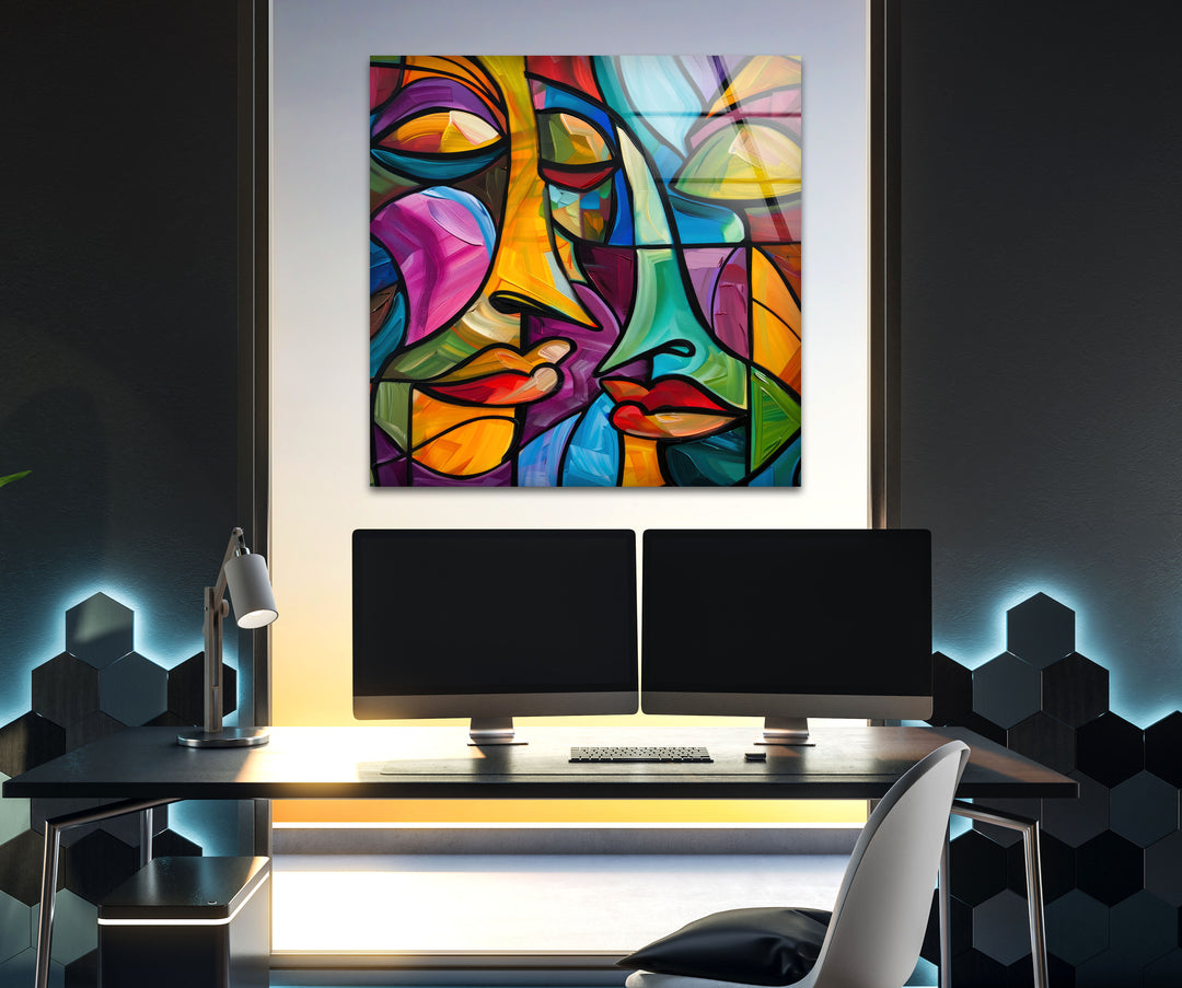 Pablo Picasso Abstract Faces Glass Wall Art