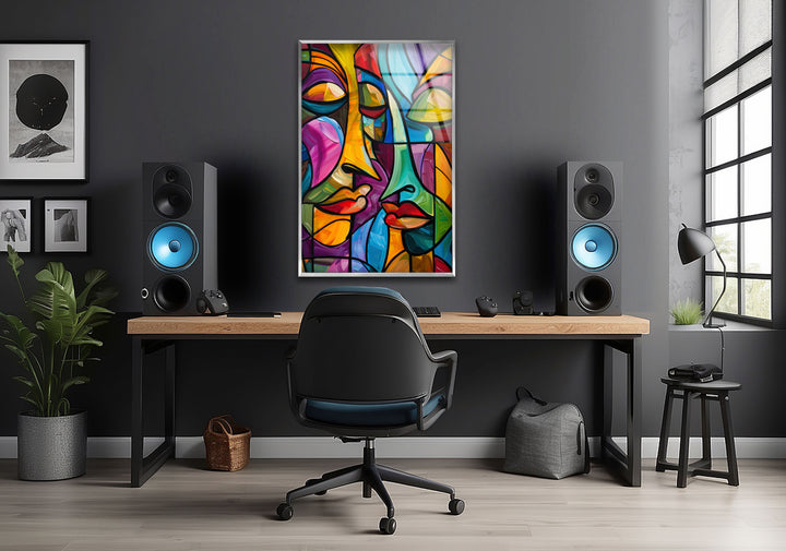 Pablo Picasso Abstract Faces Glass Wall Art