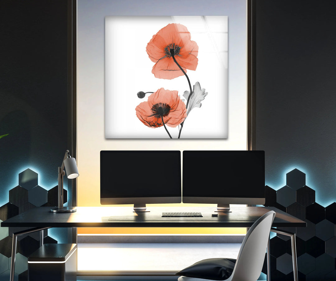 Albert Koetsier Red Soft Poppy Glass Wall Art, photo print on glass, prints on glass wall art