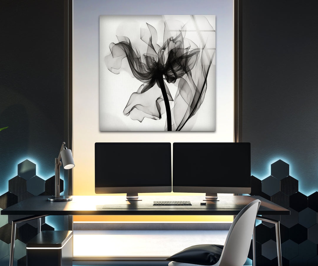 Albert Koetsier Black Rose X-ray Glass Wall Art, glass photo prints, glass picture prints