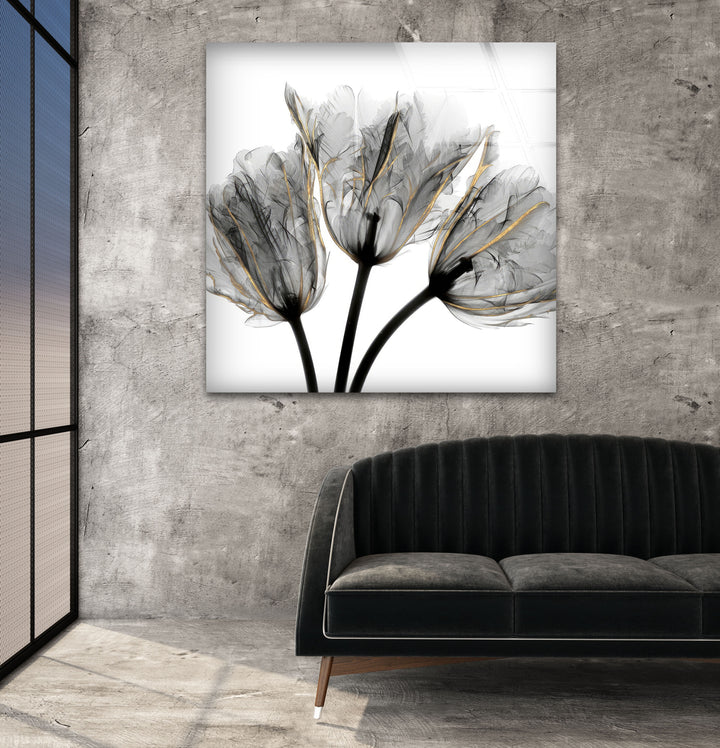 Albert Koetsier Gold Embellished Tulips 3 Glass Wall Art, art glass wall art, glass wall art pictures