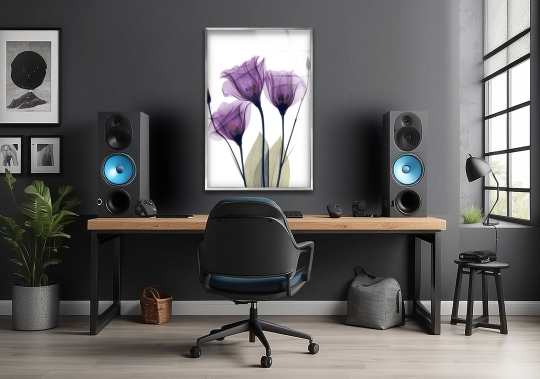 Albert Koetsier Purple Xray Tulips Glass Wall Art, Glass Printing Wall Art, Print photos on glass