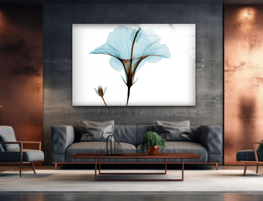 Albert Koetsier Aqua Hibiscus Glass Wall Art, glass wall decor, glass wall art decor