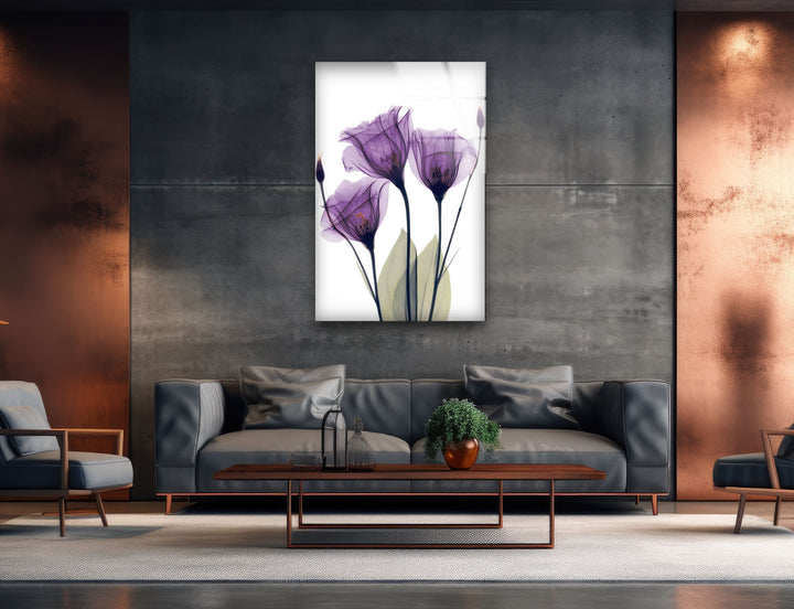 Albert Koetsier Purple Xray Tulips Glass Wall Art, custom glass pictures, glass art prints