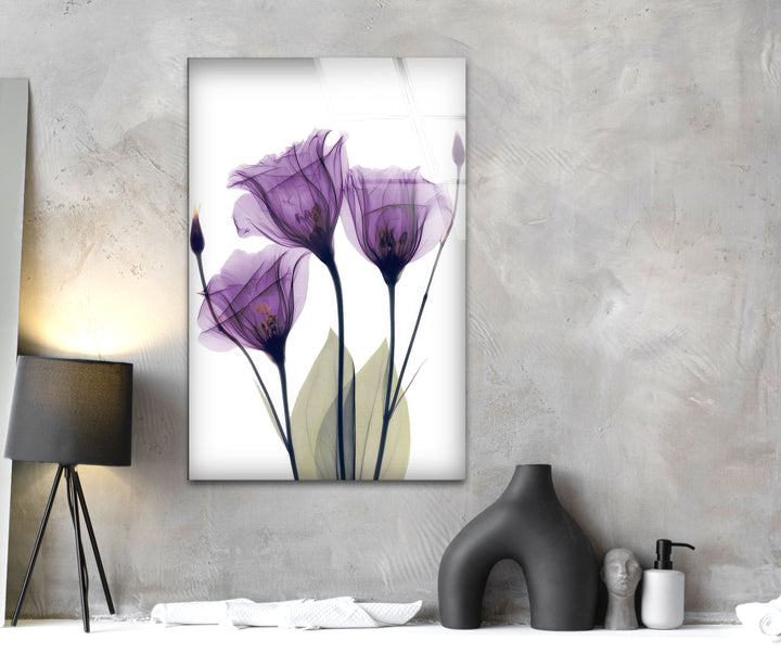 Albert Koetsier Purple Xray Tulips Glass Wall Art, photo print on glass, prints on glass wall art