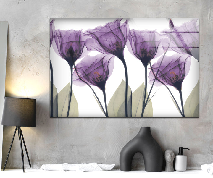 Albert Koetsier Royal Purple Gentian Glass Wall Art, art glass wall art, glass wall art pictures